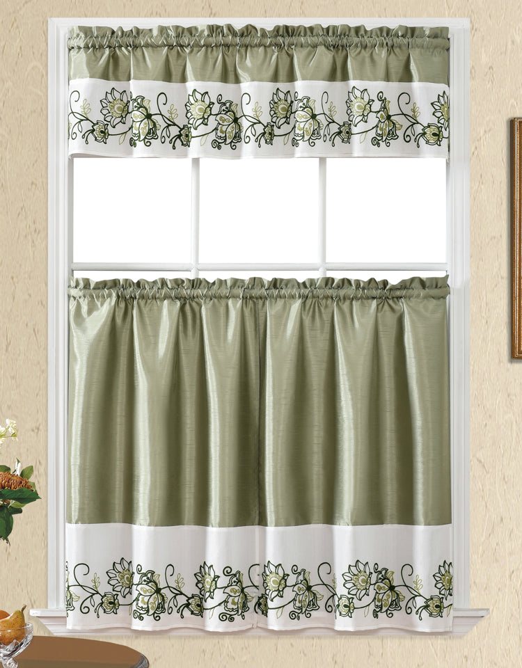 Bt387-Sage Polyester Kitchen Curtain