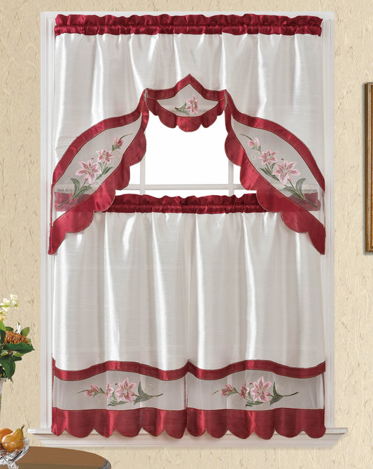 Bt531-Burg. Polyester Kitchen Curtain