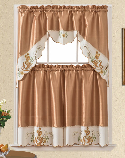 Bt528-Gold Polyester Kitchen Curtain