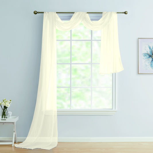 Solid Sheer Scarf For Window Treatment Decorative Wedding Valance Curtain 37 X 216"