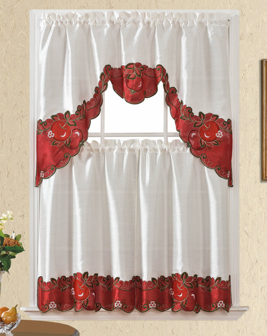 Bt535-Red Polyester Kitchen Curtain
