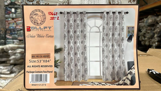 BOLLFT 84" 43662-2 CORTINA DE LA CHINITA JACQUARD WITH VALANCE 2PC CURTAIN SET