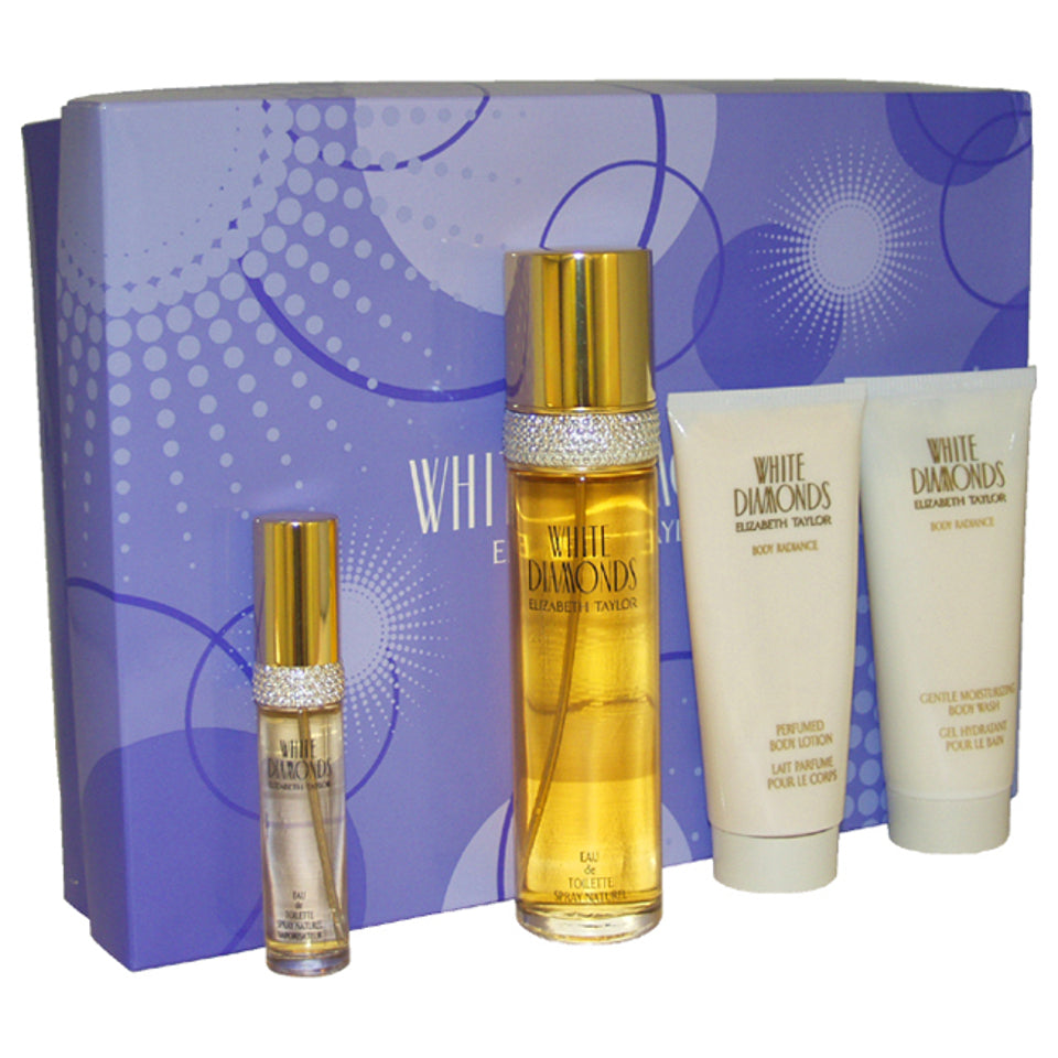 Elizabeth Taylor - White Diamonds 3.3Oz Edt Spray, 3.3Oz Body Lotion, 3.3Oz Body Wash, 15Ml Edp Spray Mini 4 Pc Gift Set ( W ) 3.3 Oz