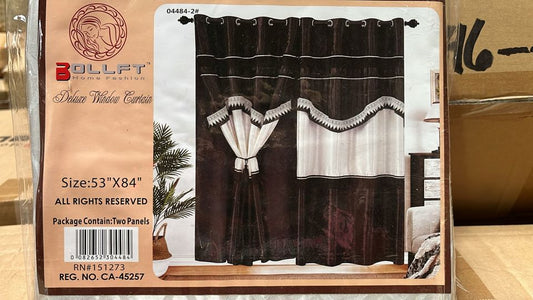 BOLLFT 84" 4484-2 CORTINA DE LA CHINITA JACQUARD WITH VALANCE 2PC CURTAIN SET