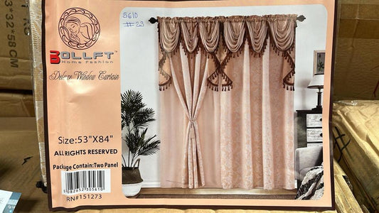 BOLLFT 84" 5610-23 CORTINA DE LA CHINITA JACQUARD WITH VALANCE 2PC CURTAIN SET