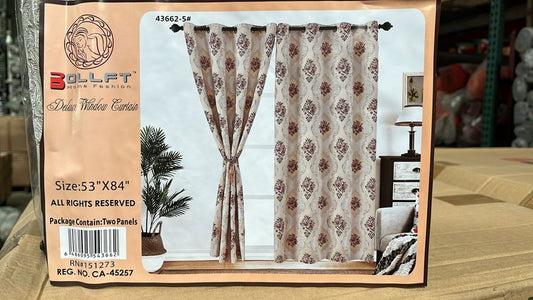 BOLLFT 84" 43662-5 CORTINA DE LA CHINITA JACQUARD WITH VALANCE 2PC CURTAIN SET