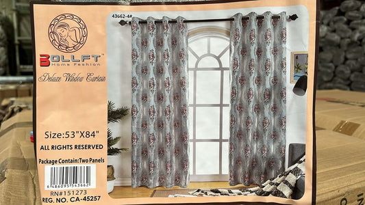 BOLLFT 84" 43662-4 CORTINA DE LA CHINITA JACQUARD WITH VALANCE 2PC CURTAIN SET