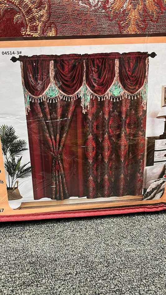 BOLLFT 84" 4514-3 CORTINA DE LA CHINITA JACQUARD WITH VALANCE 2PC CURTAIN SET