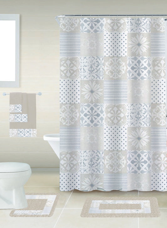 Bt674 19Pc Printed Bath Set