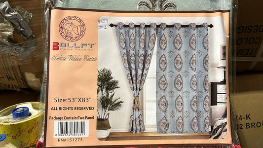 BOLLFT 84" 4354-1 CORTINA DE LA CHINITA JACQUARD WITH VALANCE 2PC CURTAIN SET