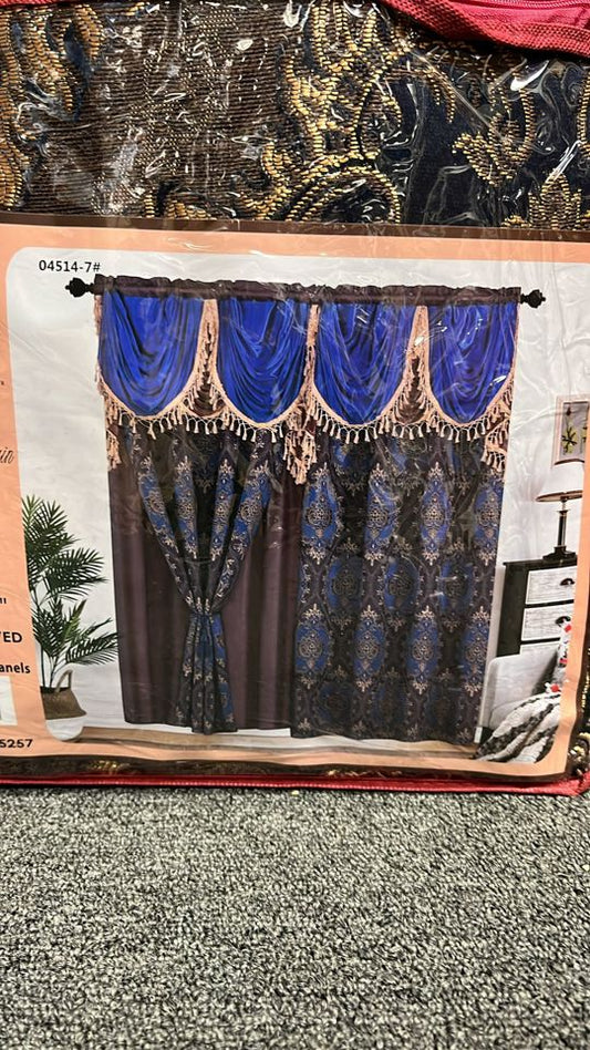 BOLLFT 84" 4514-7 CORTINA DE LA CHINITA JACQUARD WITH VALANCE 2PC CURTAIN SET