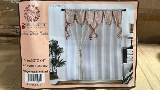 BOLLFT 84" 5610-20 CORTINA DE LA CHINITA JACQUARD WITH VALANCE 2PC CURTAIN SET