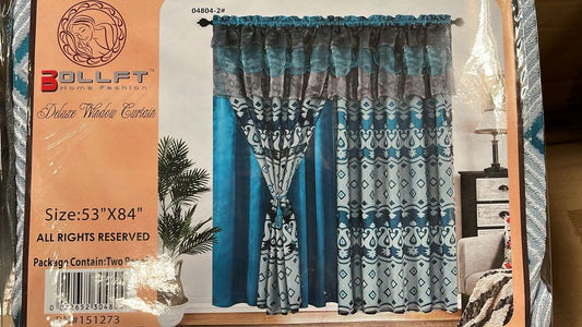 BOLLFT 84" 4804-2 CORTINA DE LA CHINITA JACQUARD WITH VALANCE 2PC CURTAIN SET