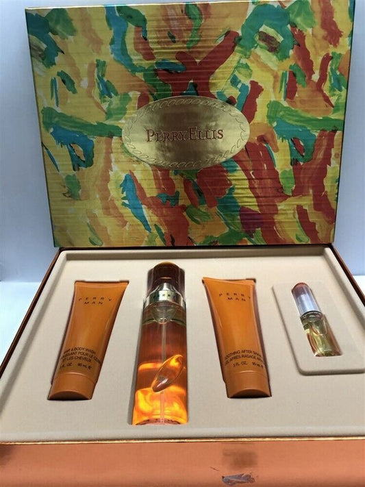 Perry Ellis - Perry Man Orange 4Pc Set ( M ) 3.4 Oz