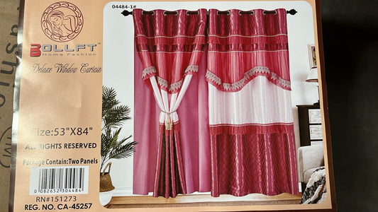 BOLLFT 84" 4484-1 CORTINA DE LA CHINITA JACQUARD WITH VALANCE 2PC CURTAIN SET