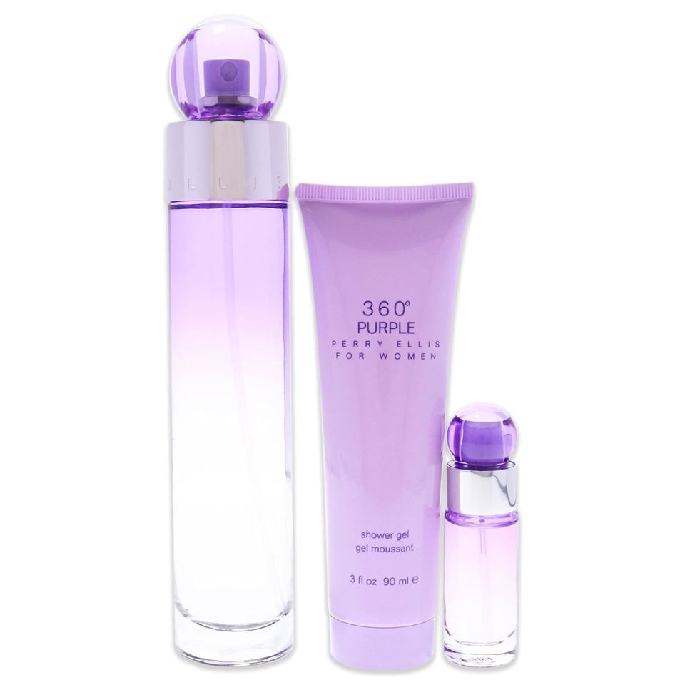 Perry Ellis - 360 Purple ( 3.4 Edp + 0.25 Edp + 3.0 Sg ) 3Pc Set ( W ) 3.4 Oz