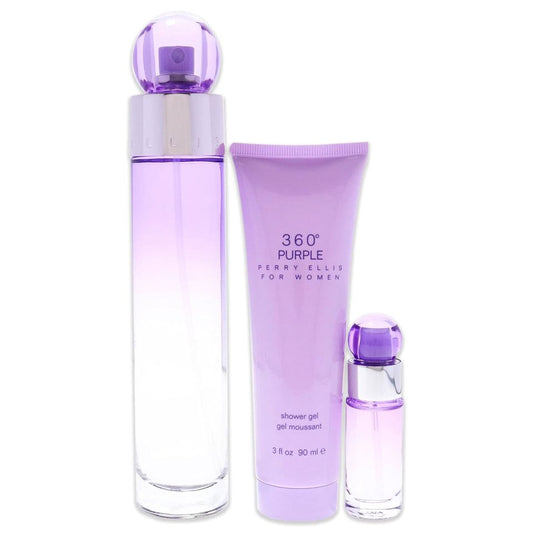 Perry Ellis - 360 Purple ( 3.4 Edp + 0.25 Edp + 3.0 Sg ) 3Pc Set ( W ) 3.4 Oz