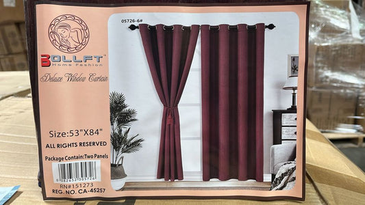 BOLLFT 84" 5726-6 CORTINA DE LA CHINITA JACQUARD WITH VALANCE 2PC CURTAIN SET