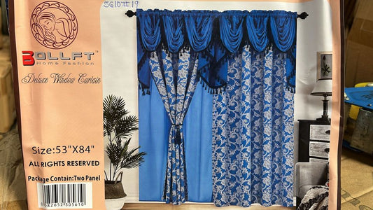 BOLLFT 84" 5610-19 CORTINA DE LA CHINITA JACQUARD WITH VALANCE 2PC CURTAIN SET