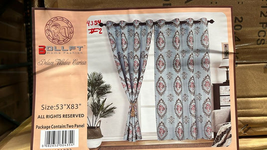 BOLLFT 84" 4354-2 CORTINA DE LA CHINITA JACQUARD WITH VALANCE 2PC CURTAIN SET
