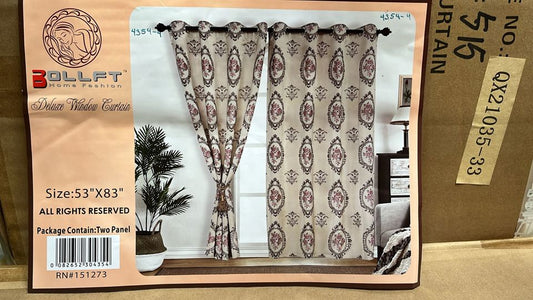 BOLLFT 84" 4354-4 CORTINA DE LA CHINITA JACQUARD WITH VALANCE 2PC CURTAIN SET