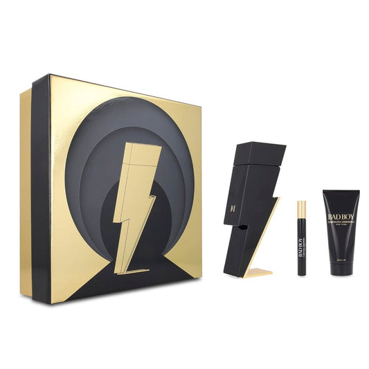 Carolina Herrera - Bad Boy 3Pc Set 3.4 Oz Edp + 3.4 Oz S/G + 0.33 Oz Edp Mini ( M )