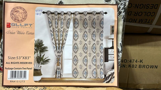 BOLLFT 84" 4354-3 CORTINA DE LA CHINITA JACQUARD WITH VALANCE 2PC CURTAIN SET