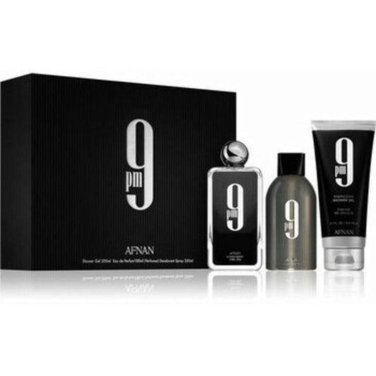 Afnan - 9 Pm 3Pc Set ( 3.4 Edp + 5.0 Sg + 5.0 Deo Spray ) ( M )