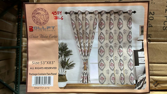 BOLLFT 84" 4354-6 CORTINA DE LA CHINITA JACQUARD WITH VALANCE 2PC CURTAIN SET