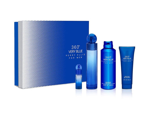 Perry Ellis - 360 Aqua 4Pc Set ( 3.4 Edt + 6.8 Body Spray + 1.7 Gel + Mini ) ( M )