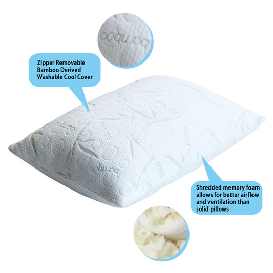 400 SHREDDED MEMORY FOAM BAMBOO PILLOW IN QUEEN & KING SIZE